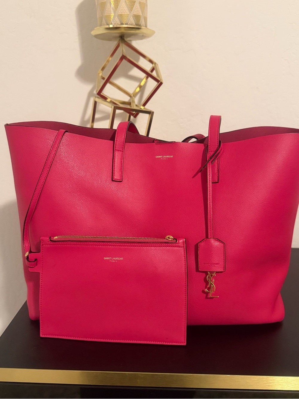 Saint Laurent Hot Pink Tote with Pouch